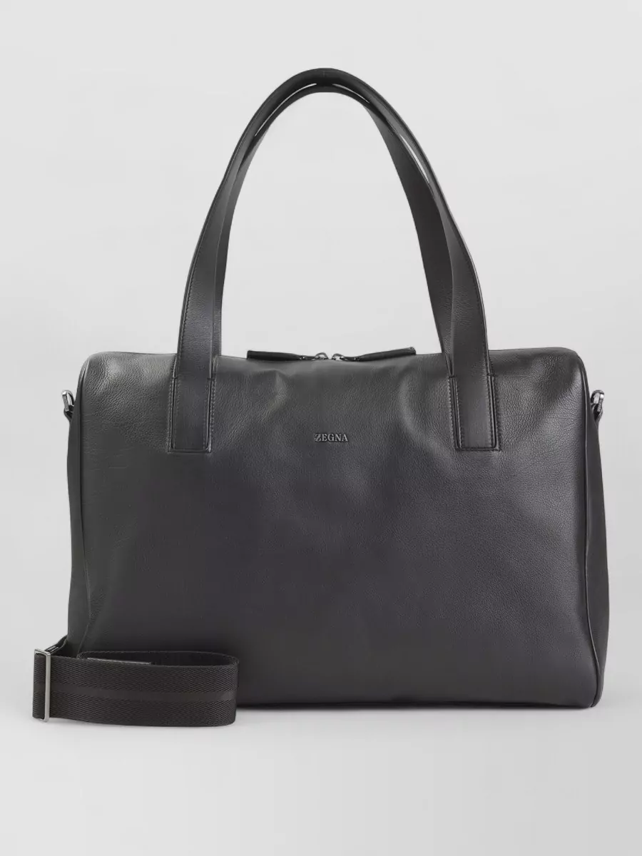 Zegna Calf Leather Travel Bag