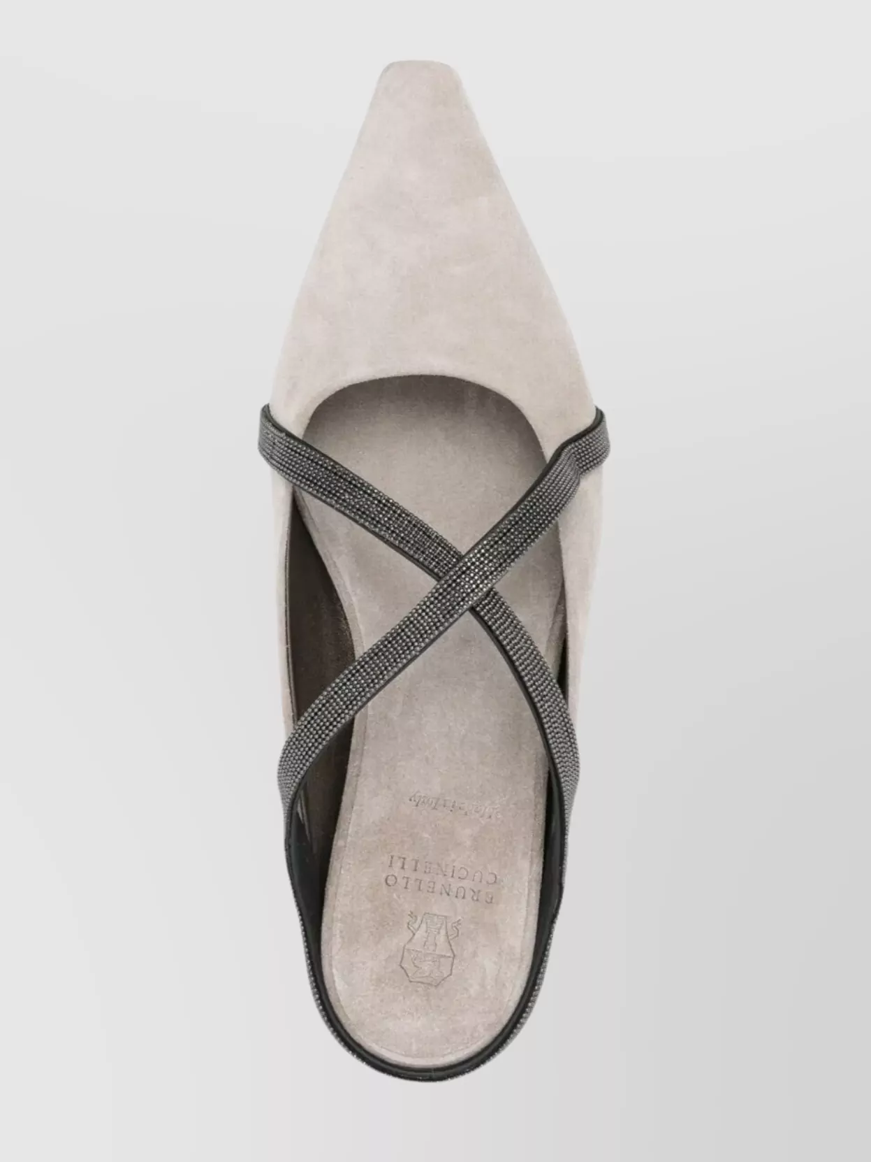 Brunello Cucinelli Square Pointed Ballet Flat With Cross Strap