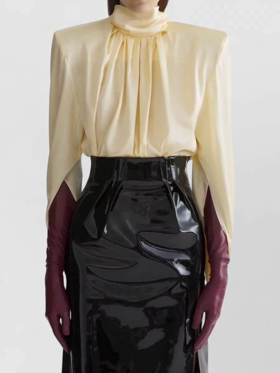 Mugler Structured Top High Neck Pleated Design