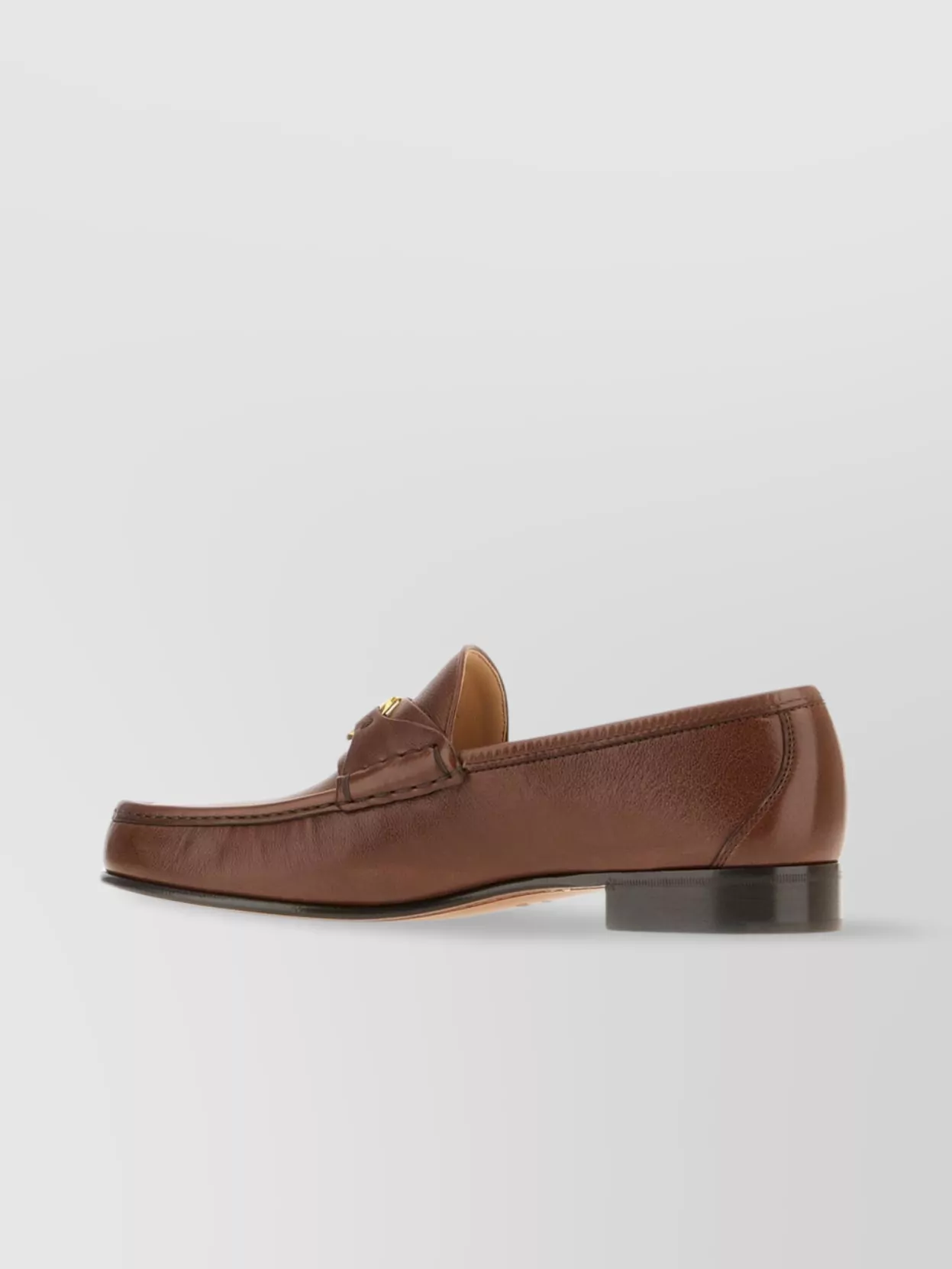 Valentino Loafers Leather Gold-tone Hardware In Brown