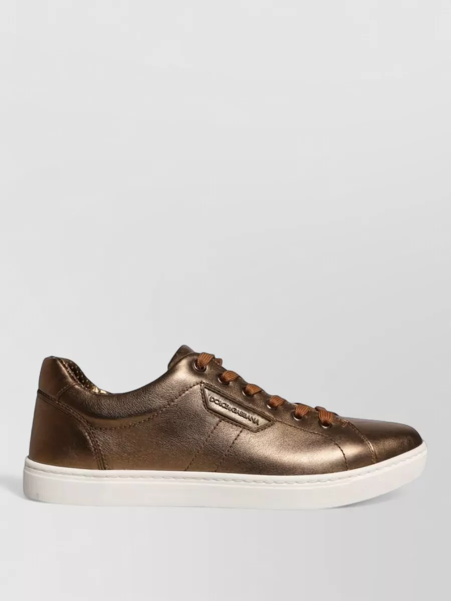 Dolce&Gabbana Leather Logo Lace-Up Sneakers