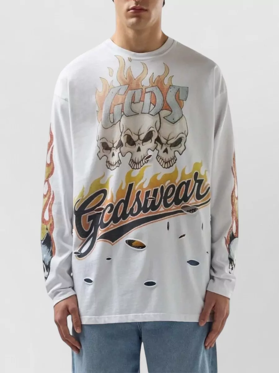 Gcds Printed Long-Sleeve Cotton T-Shirt