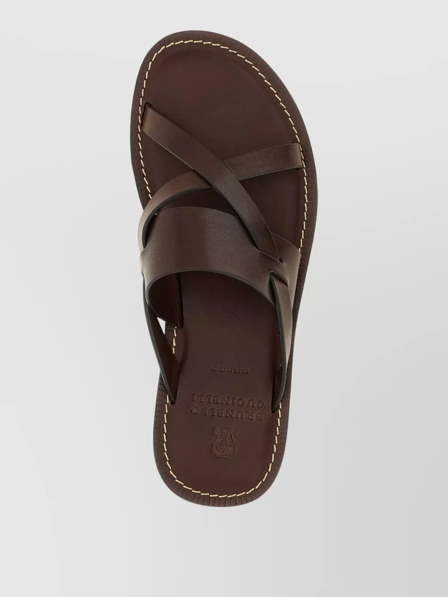 Brunello Cucinelli Leather Sandals Open Toe Flat Sole