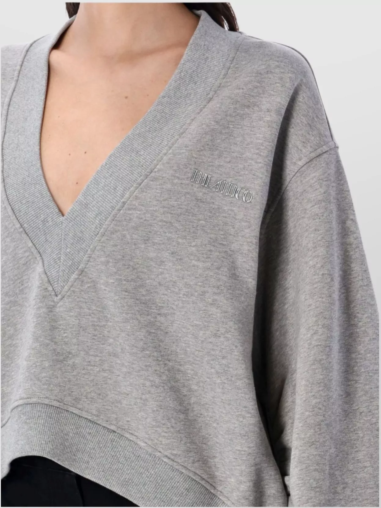 Attico Fleece Sweatshirt Sweatshirts Grey In Black