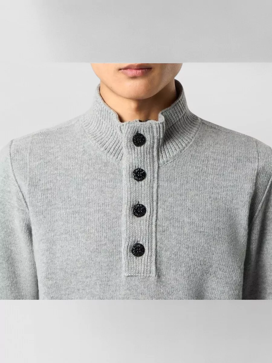 Stone Island Wool Ribbed Stand Collar Sweater