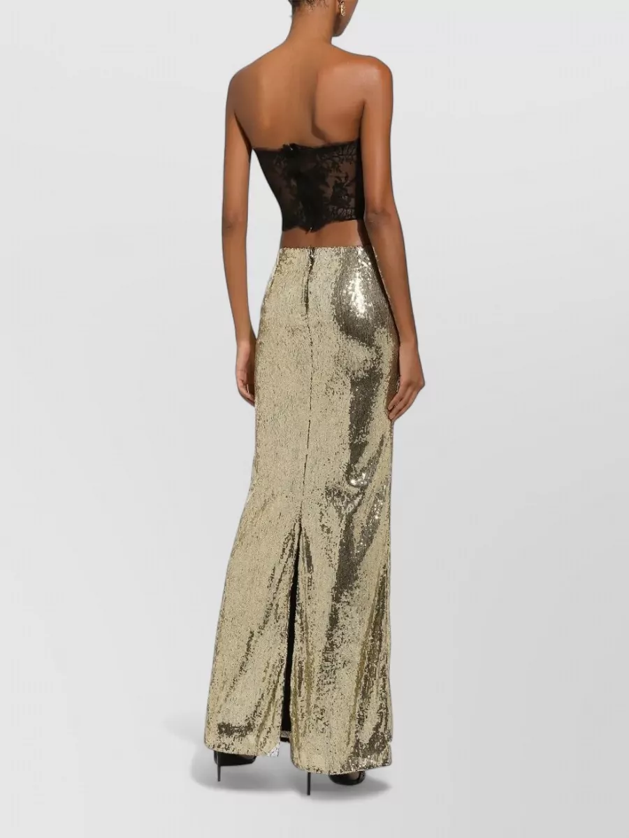 Dolce&Gabbana Strapless Sequin Cropped Lace Evening Top