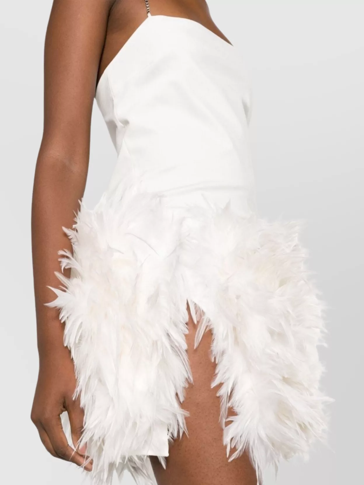 Attico White Fujiko Feather-trimmed Minidress