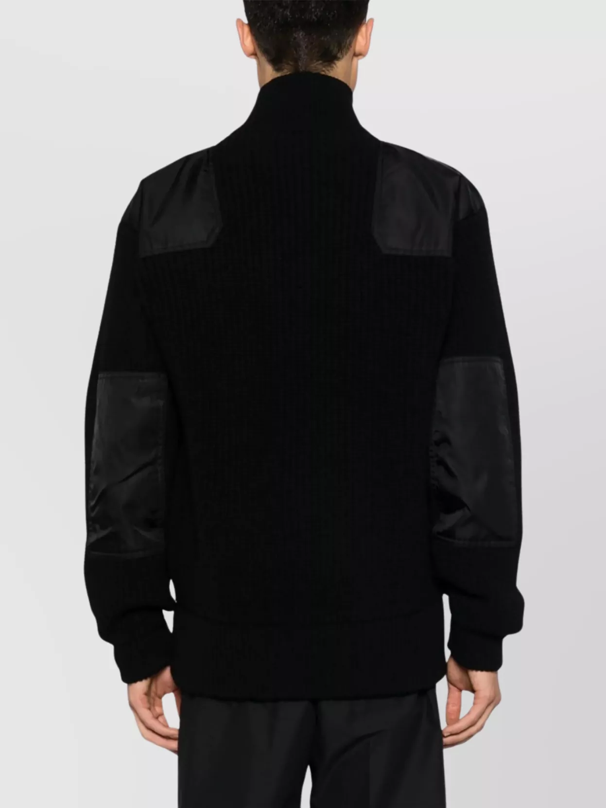 Prada Leather Trimmed Wool Cashmere Cardigan