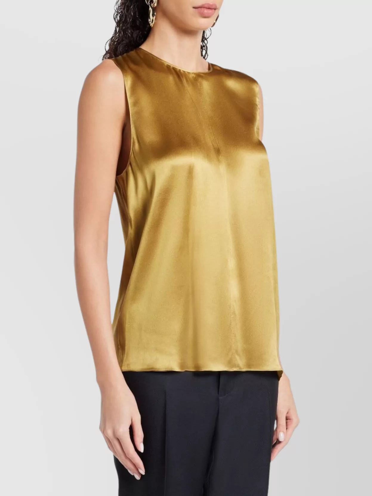 Tom Ford Satin Sleeveless Top Gold-Tone Detail