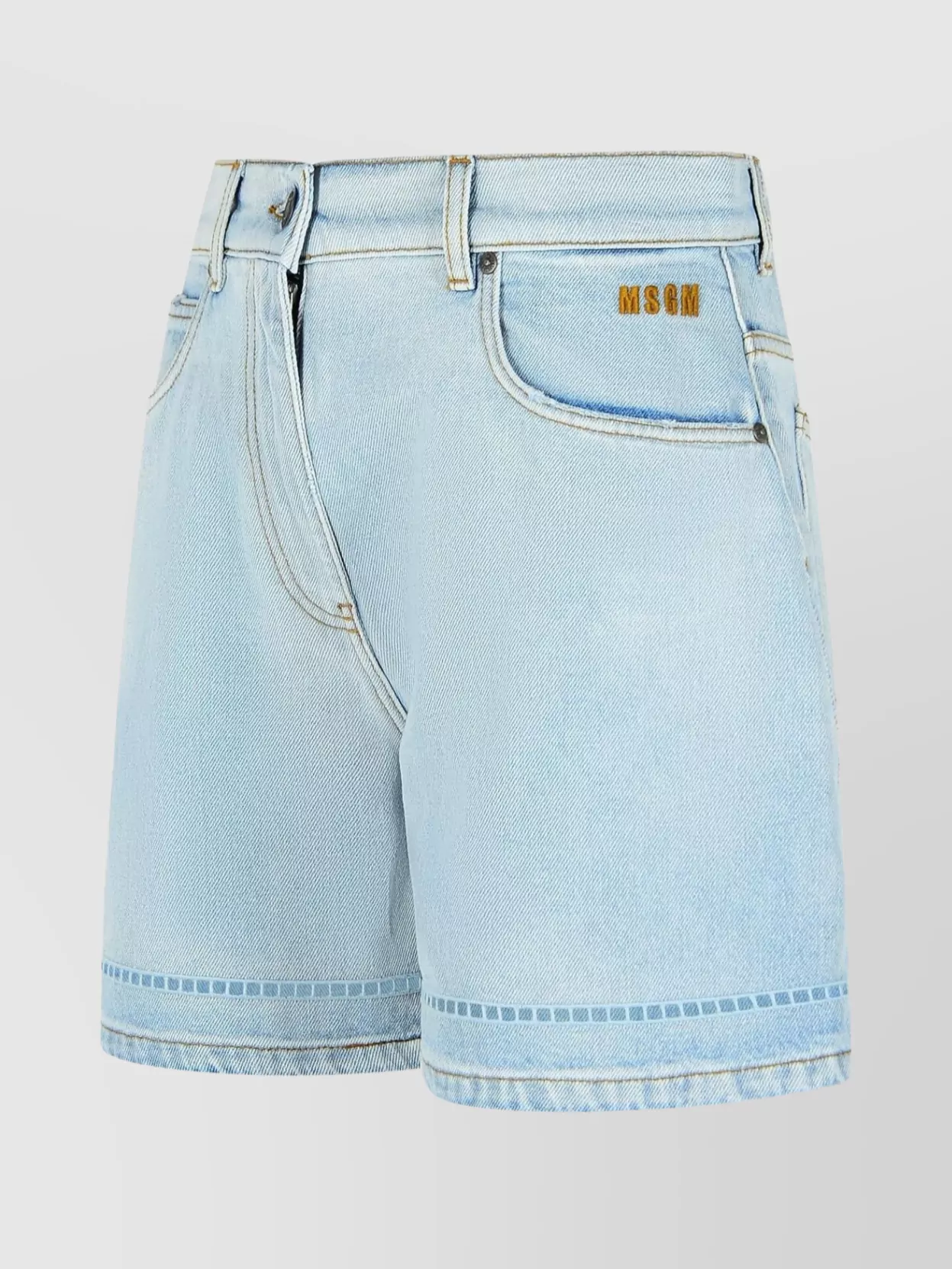 Msgm Denim Shorts With Back Pockets And Belt Loops