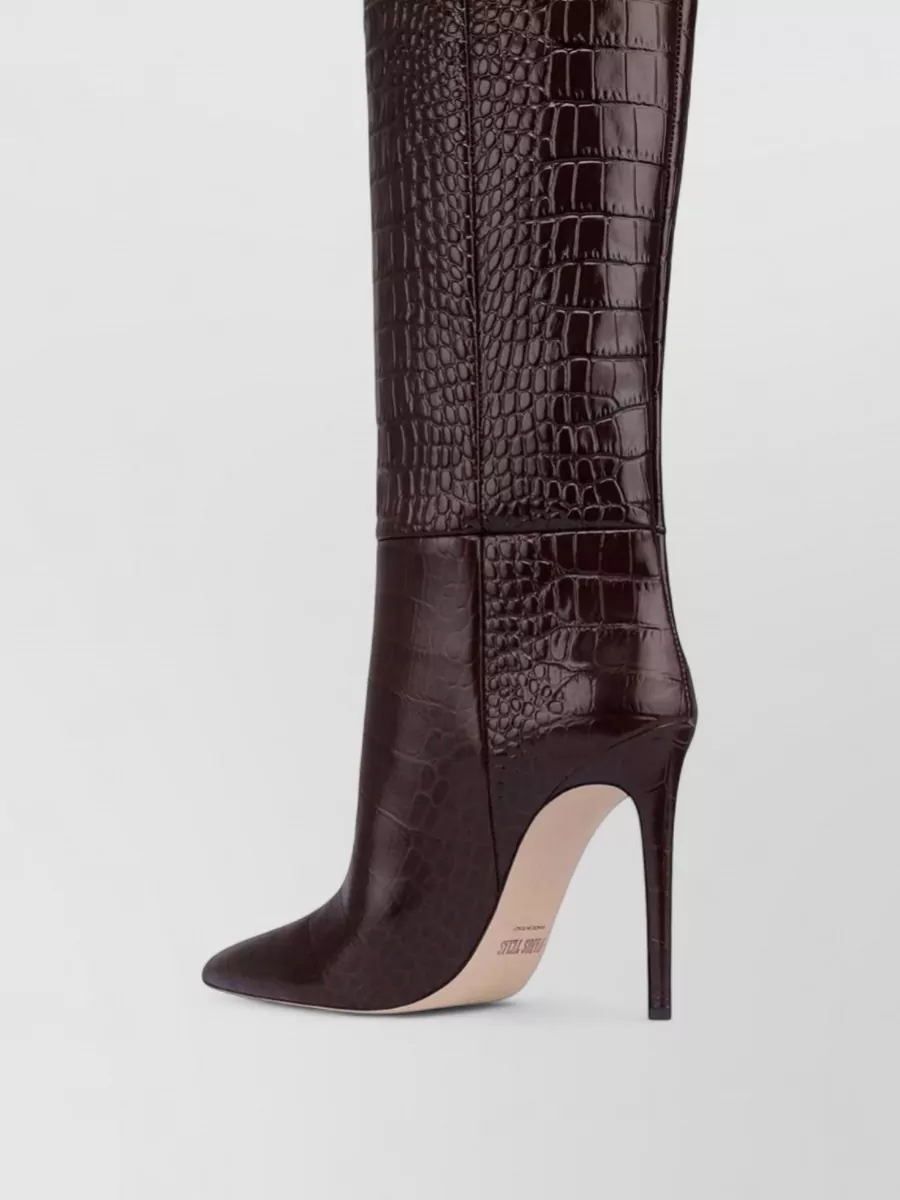 Paris Texas Crocodile-Embossed Leather Knee-High Stiletto Boots