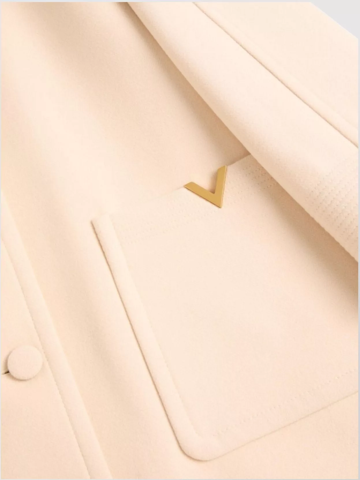 Valentino Wool Coat With Rounded Collar And Pockets In Neutral