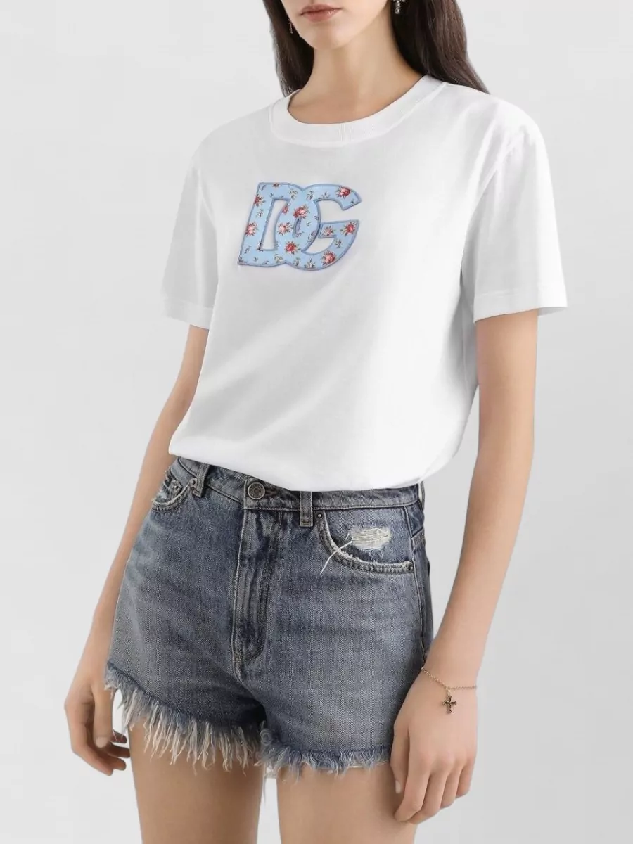 Dolce&Gabbana Short Sleeve Crew Neck Nylon Silk Top