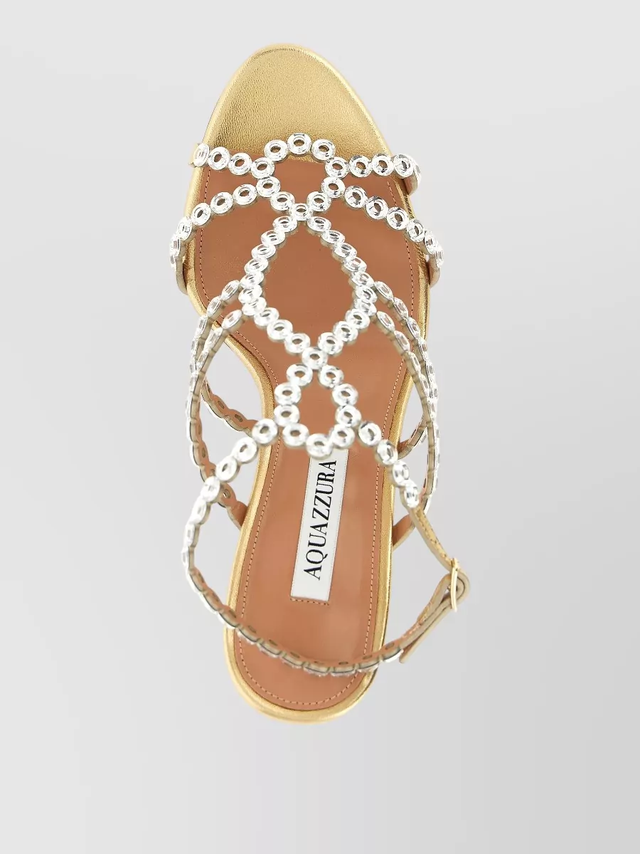Aquazzura Leather Crystal-Embellished Sandals