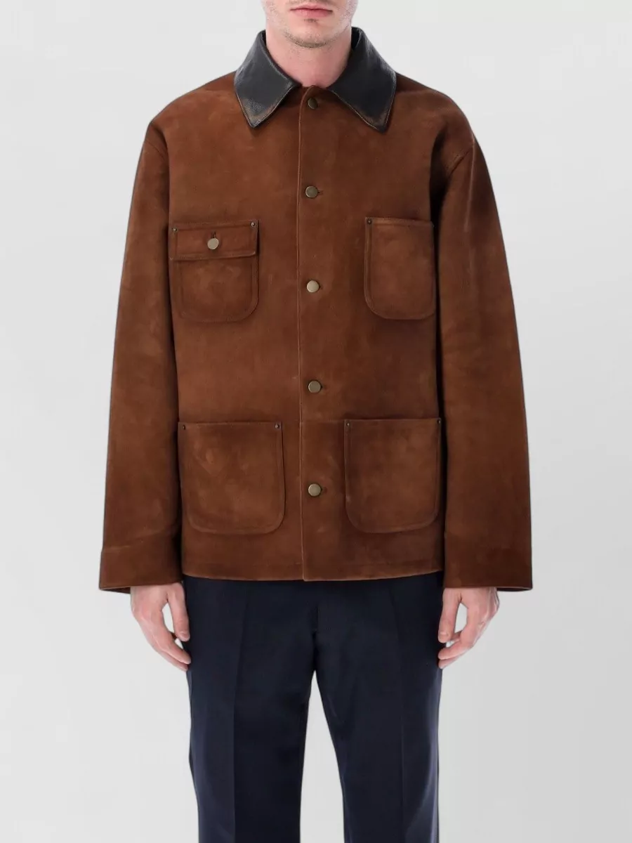 Prada leather single-breasted coat