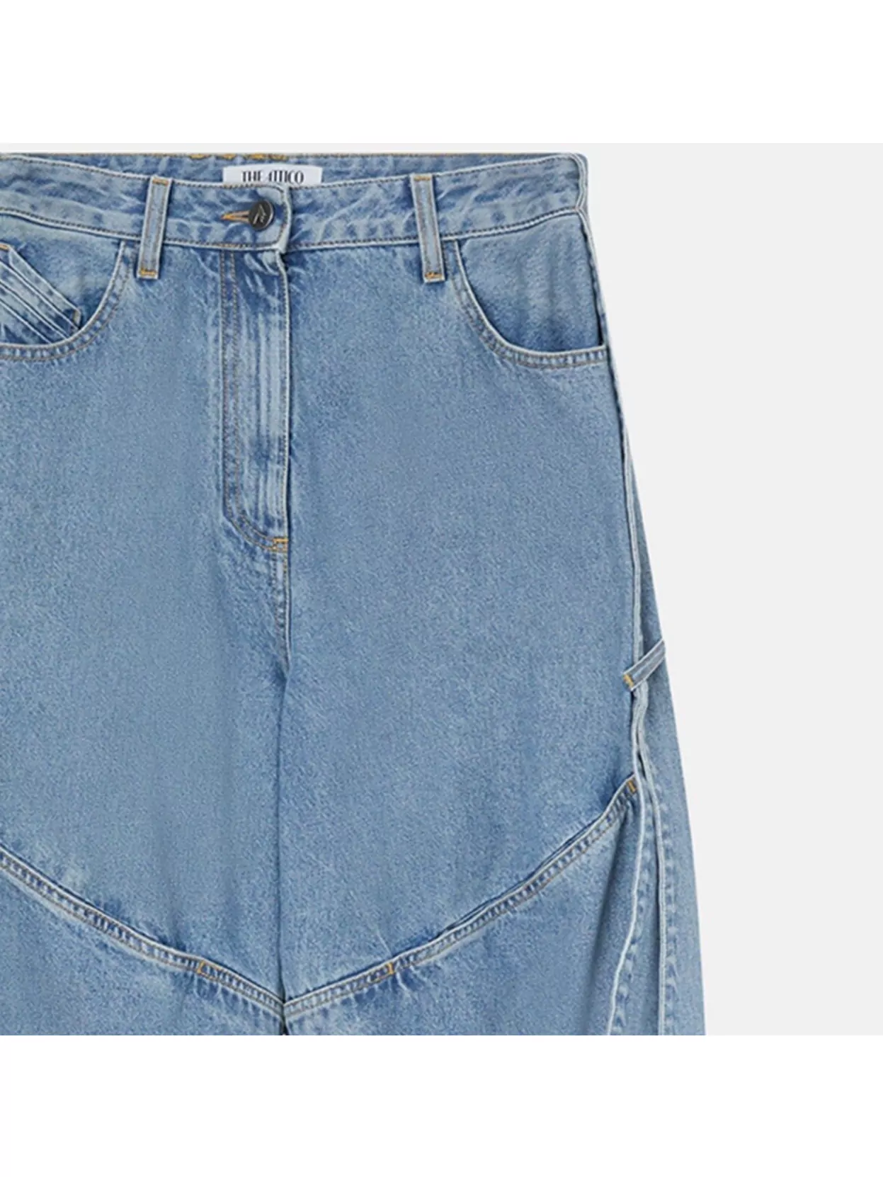 Attico Wide Jeans With Ribbons And Unique Seams In Blue