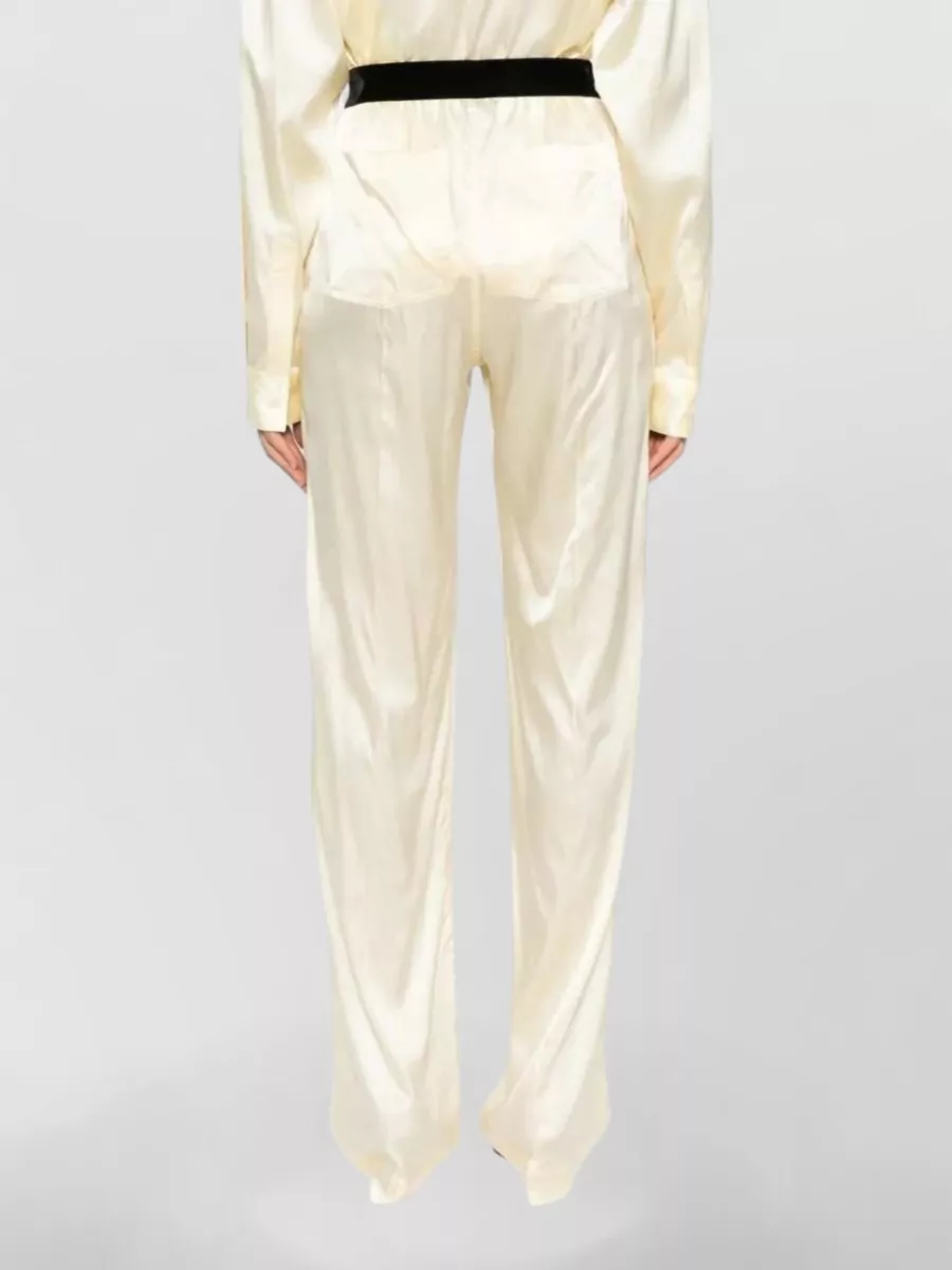 Tom Ford Satin Tailored Trousers Straight Leg Waistband