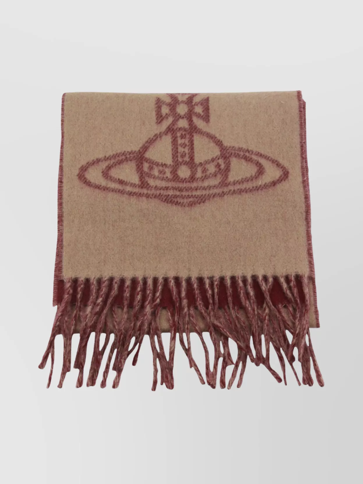 Vivienne Westwood Reversible Scarf Fringed Edges In Brown
