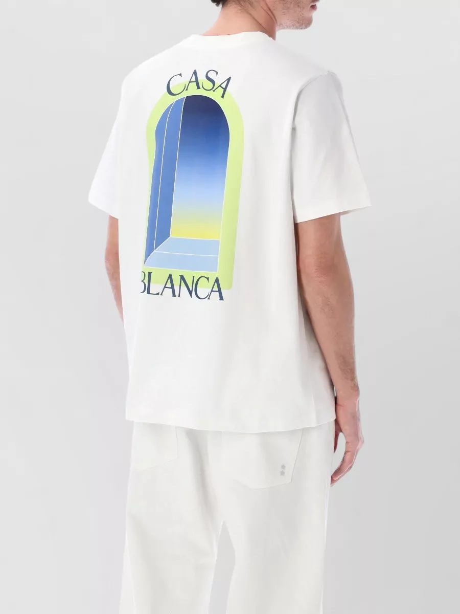 Casablanca Organic Cotton Ribbed Crew Neck Relaxed-Fit Short-Sleeve T-Shirt