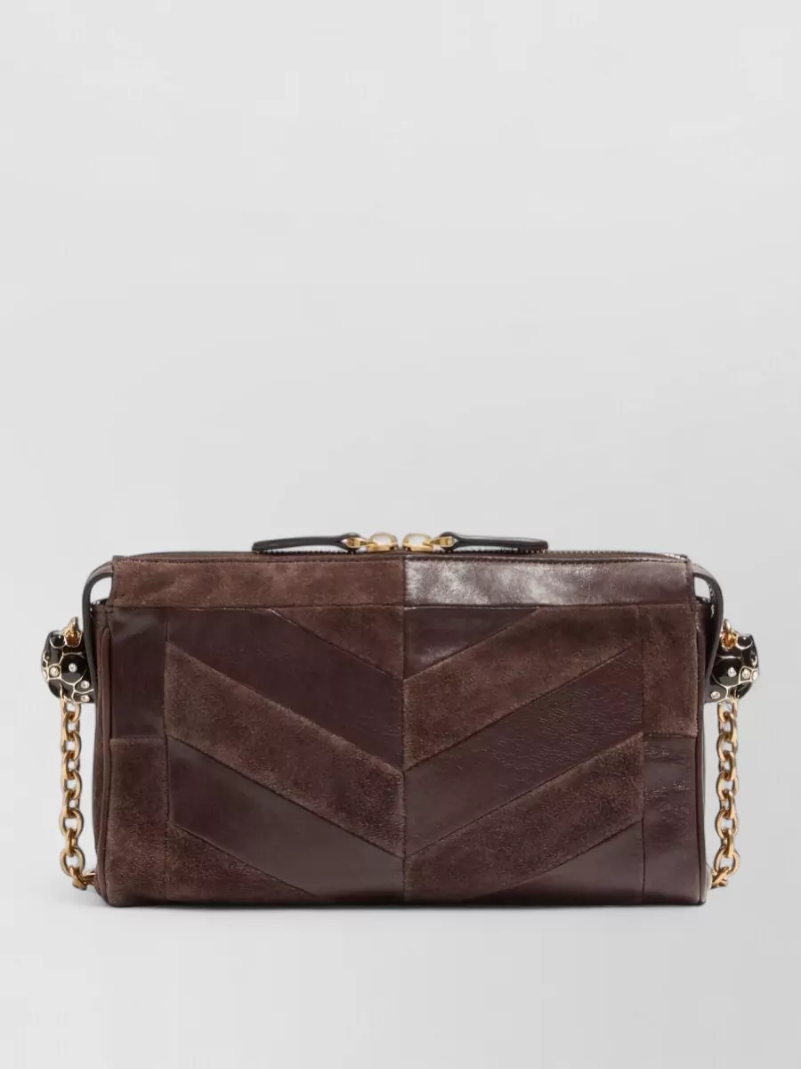 Valentino Garavani panthea small leather and suede shoulder bag