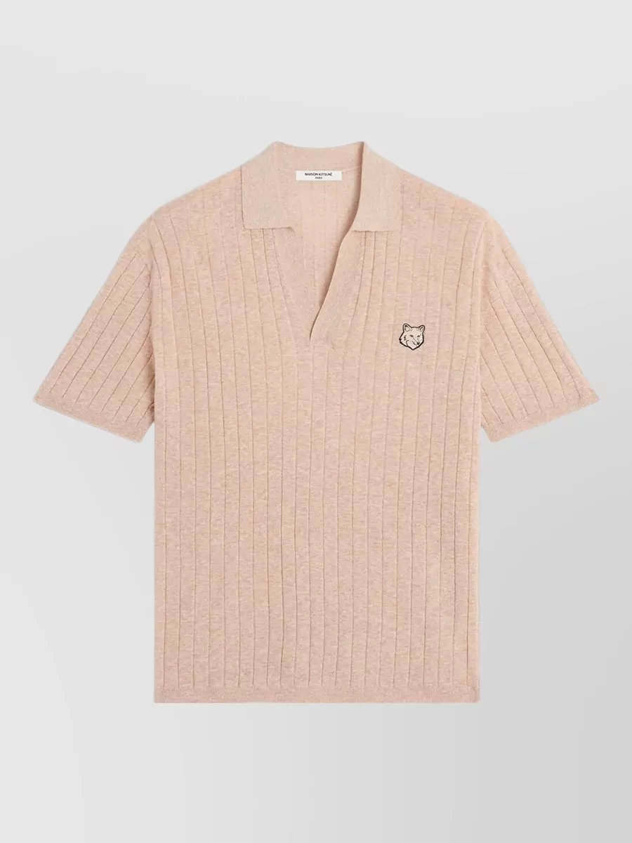 Maison Kitsuné Linen cotton short sleeve polo shirt