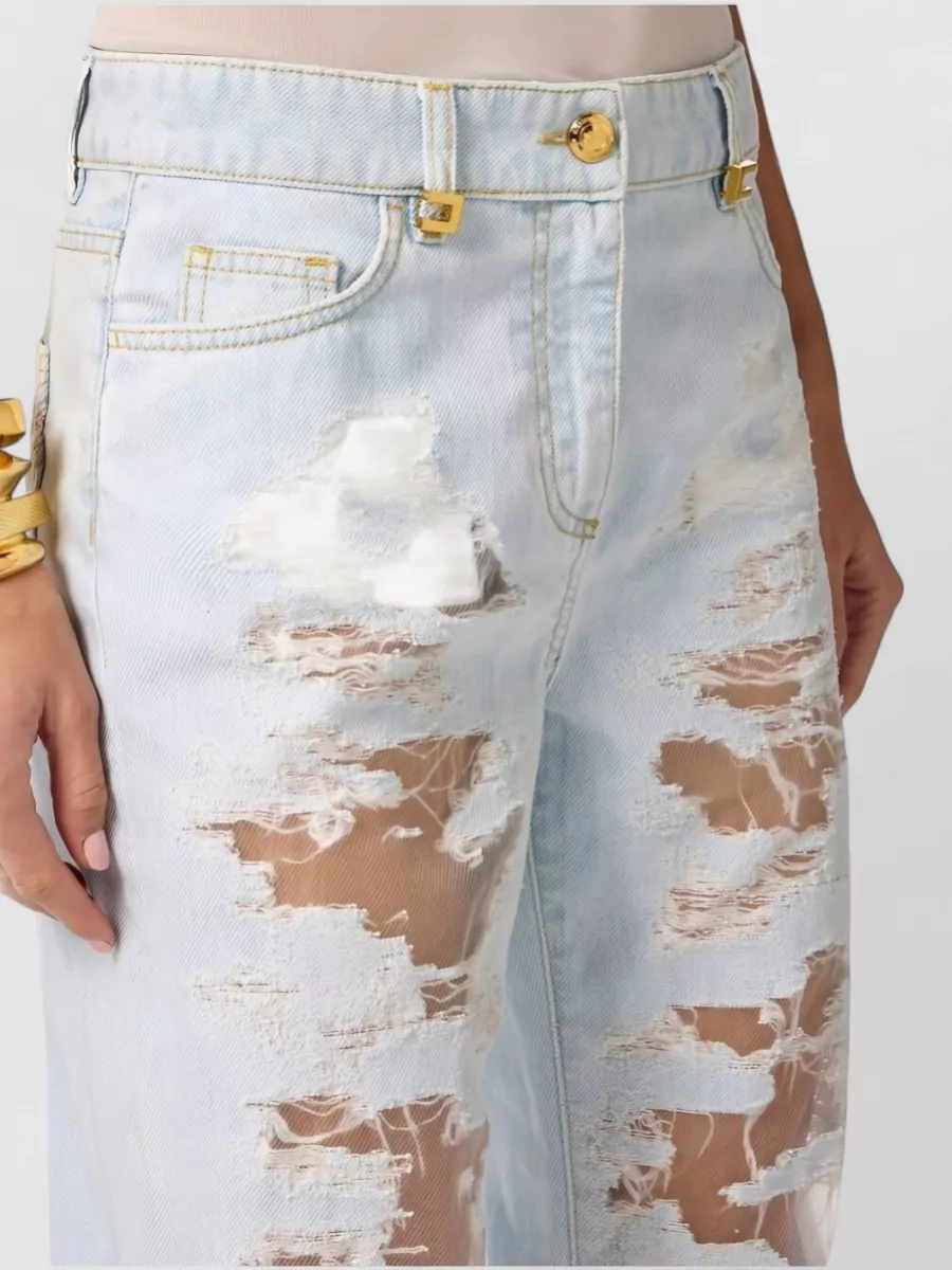 Elisabetta Franchi Denim Wide-Leg Trousers