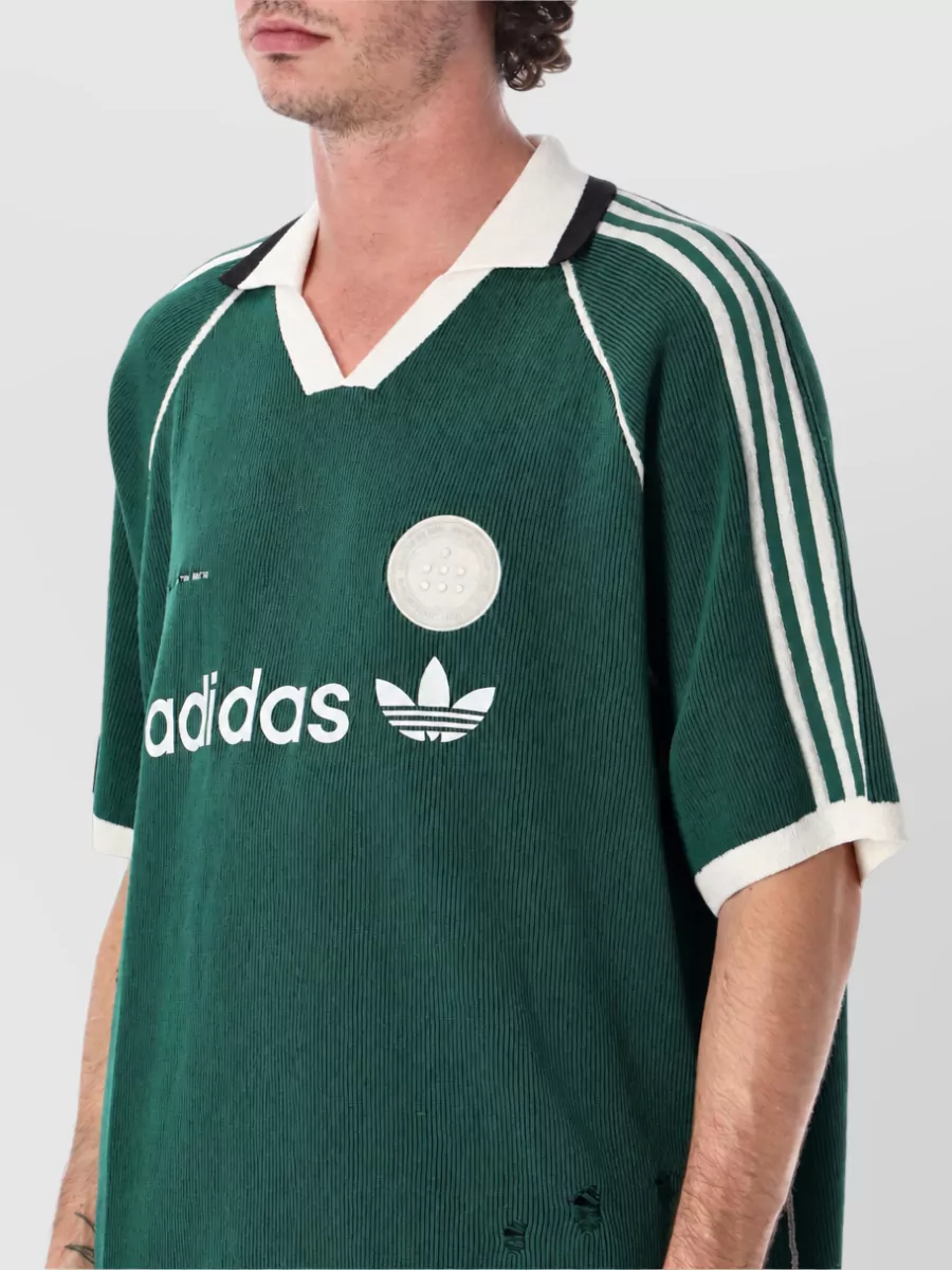 Adidas Originals Textured Knit Oversized Short-Sleeve Polo Shirt