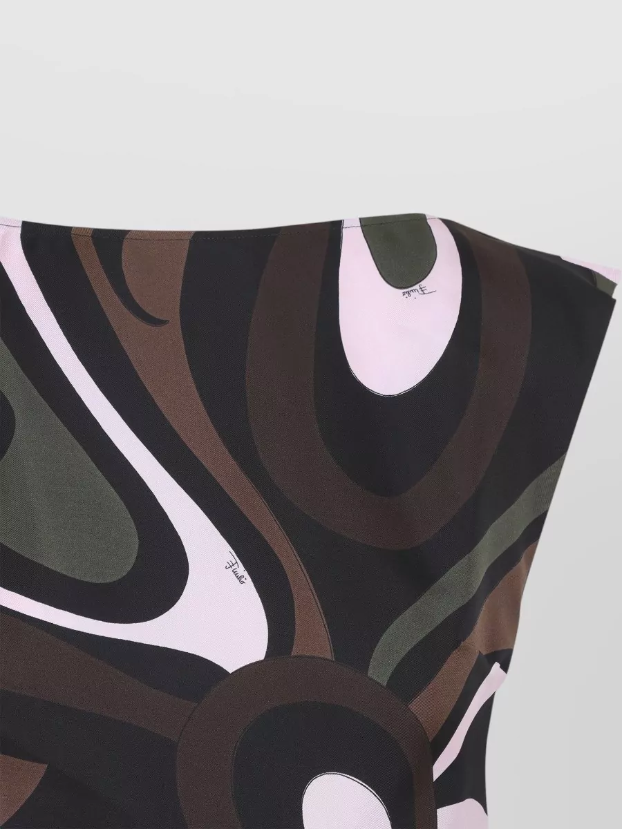 Pucci Silk Printed Asymmetric Sleeveless Top