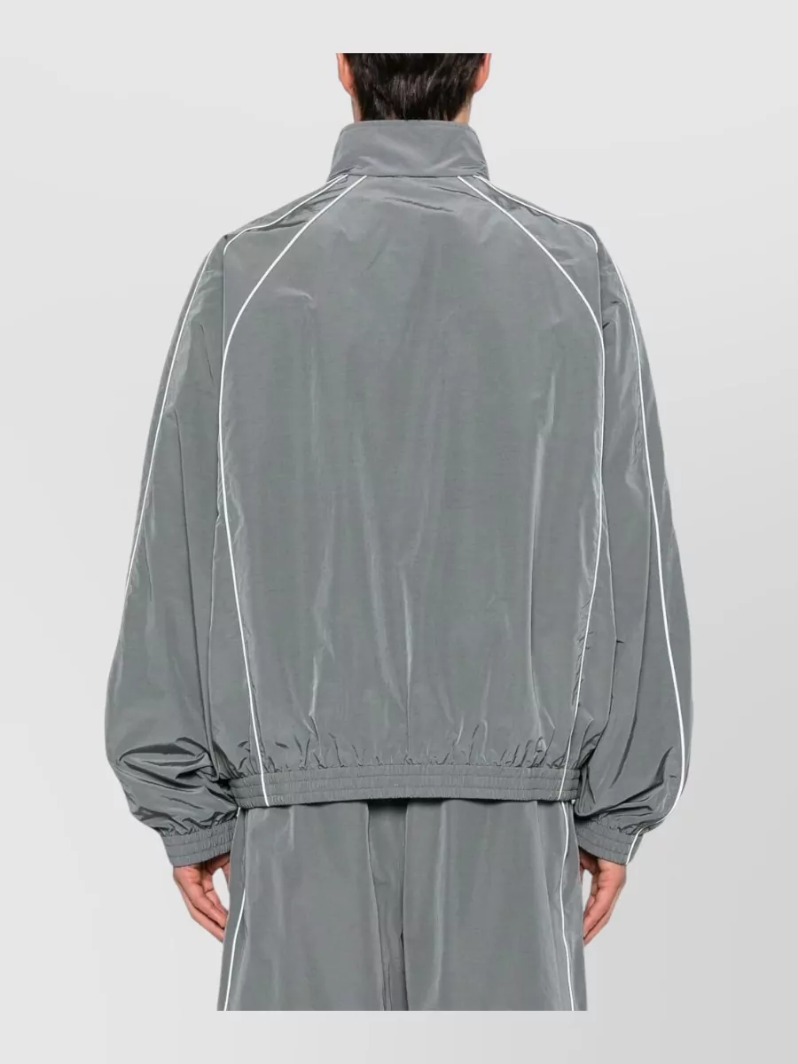 Balenciaga Logo Print High Neck Zip Jacket