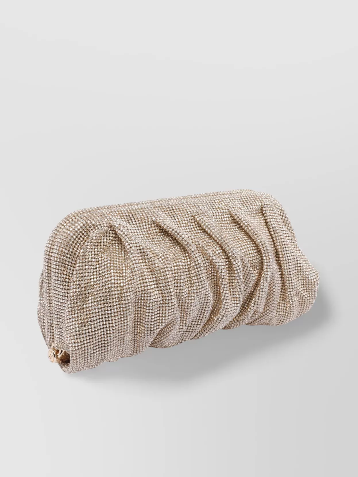 Benedetta Bruzziches Rectangular Metallic Rhinestone Ruched Clutch Bag