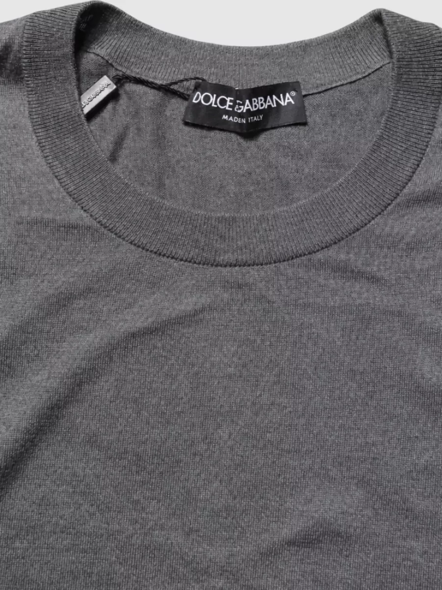 Dolce&Gabbana Silk Long-Sleeve Crew-Neck Sweater