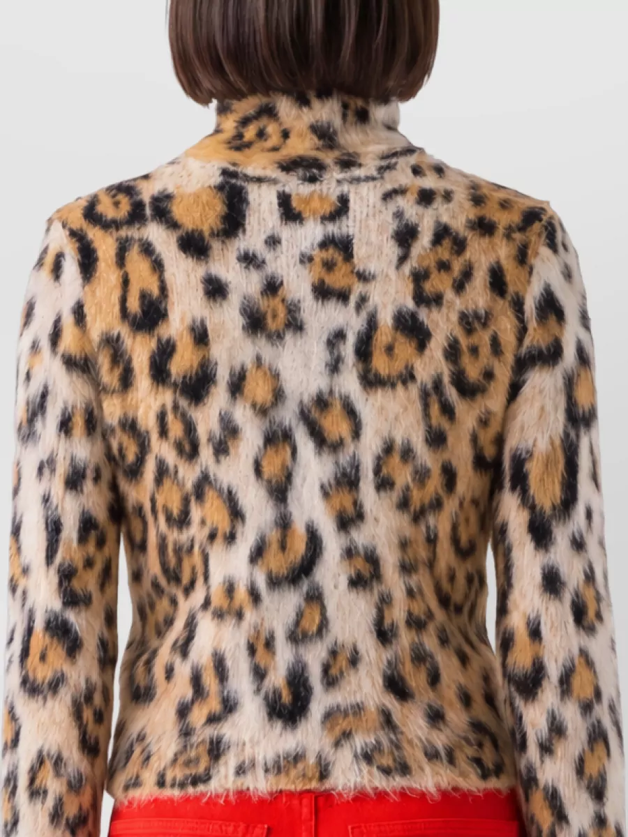 Celine Silk Jacquard Ribbed Turtleneck Sweater