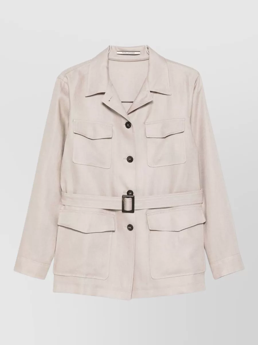 Tagliatore linen belted fitted jacket