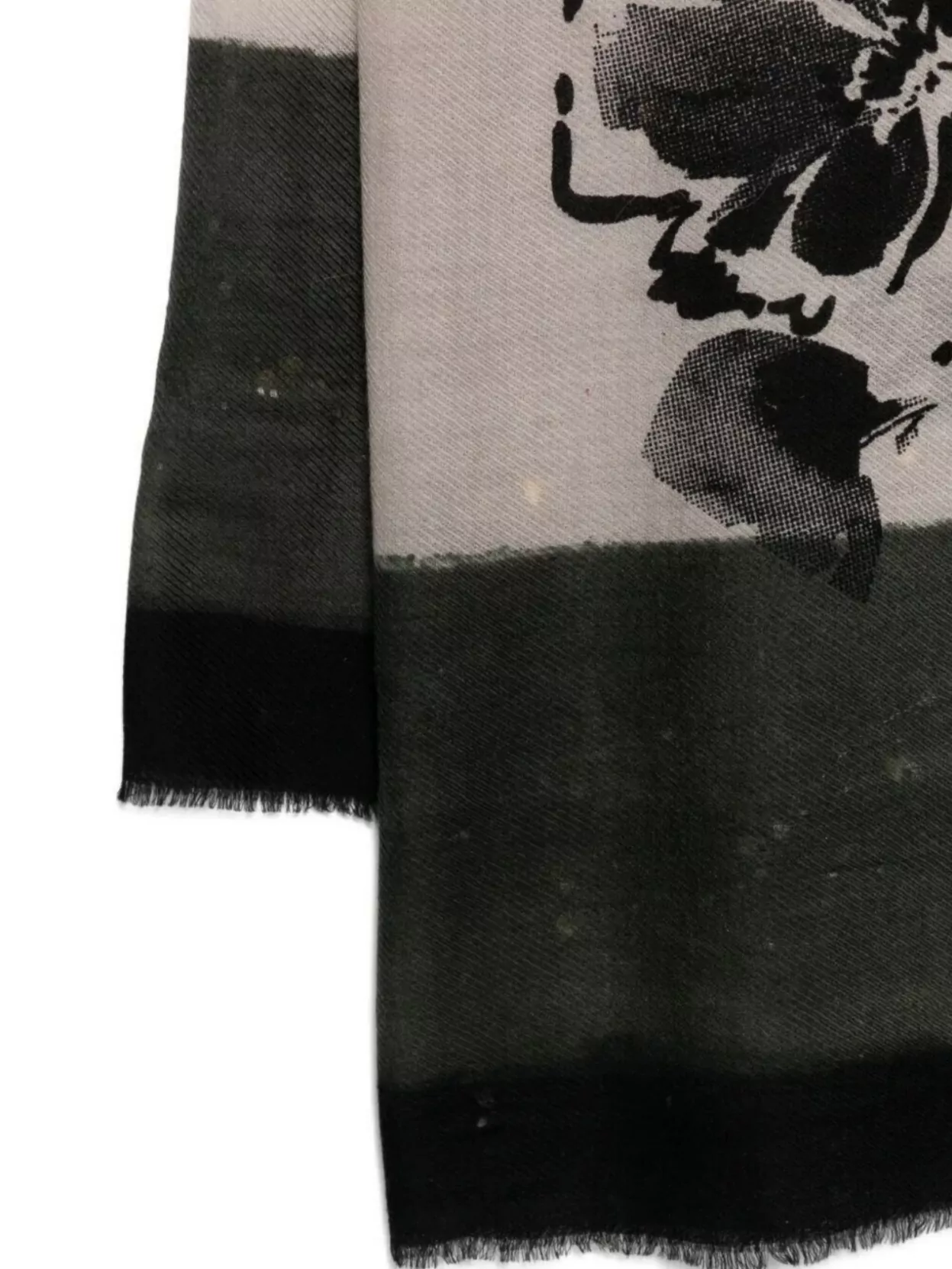 Faliero Sarti Floral Silk Print Scarf With Frayed Edges