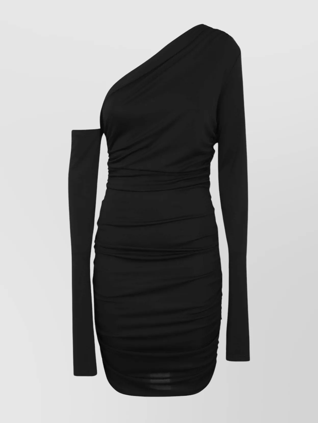 Shop The Andamane One Shoulder Draped Mini Dress In Black