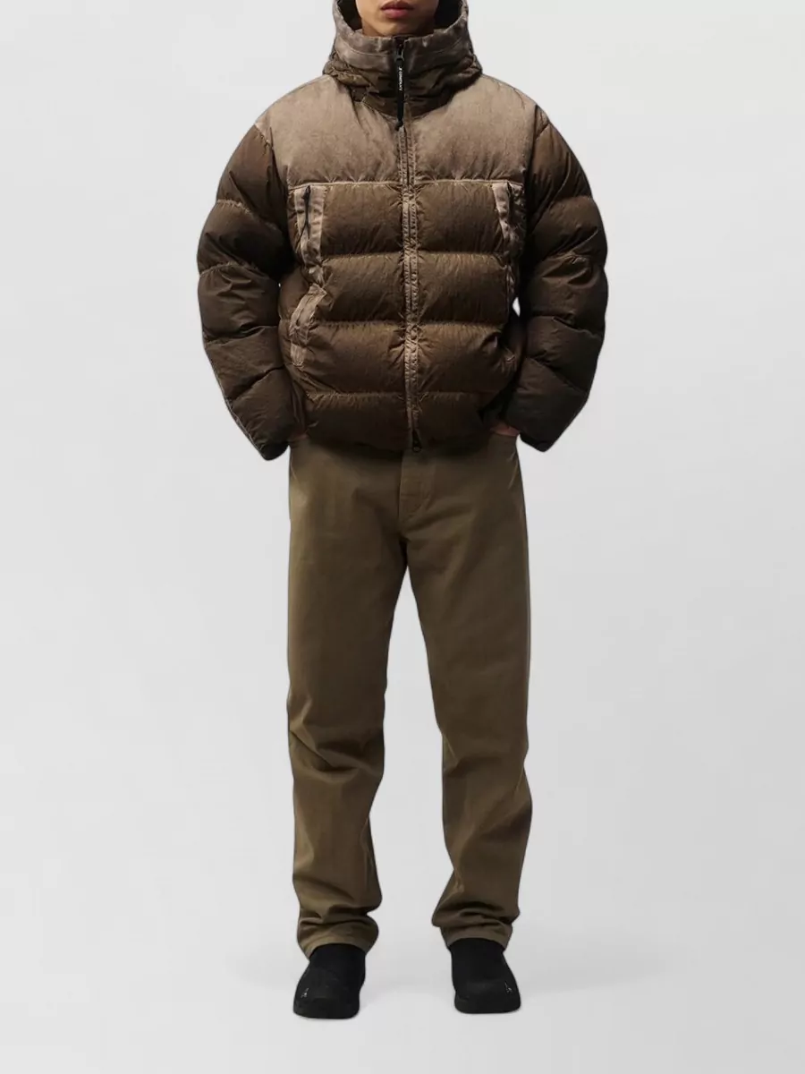 C.p. Company C.p.company Goggle-detail Quilted Medium Jacket In Brown