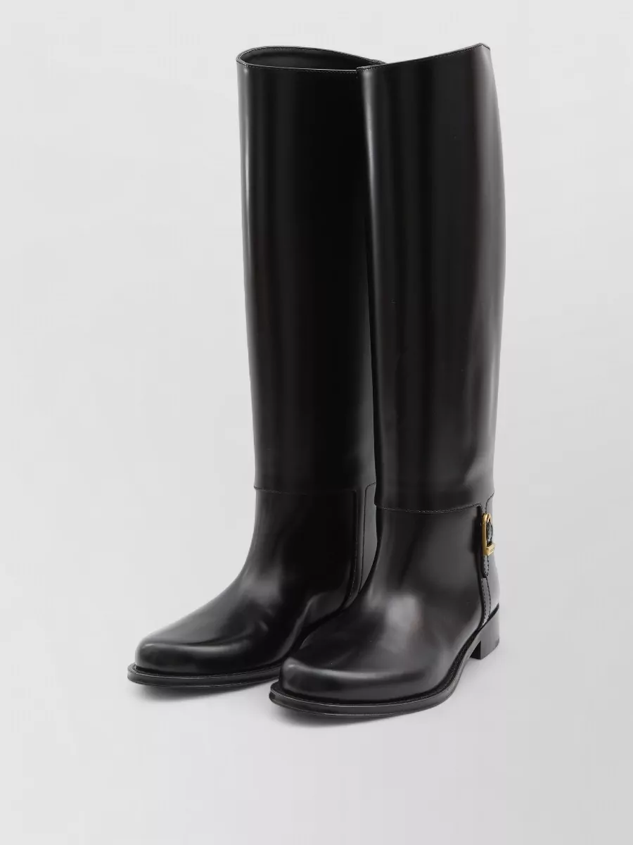 Saint Laurent Julia Leather Tube Knee High Boots