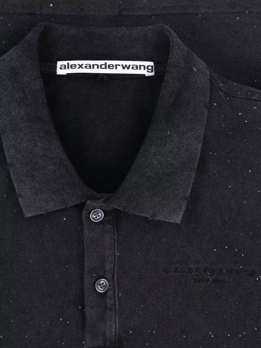 Alexander Wang Denim Short Sleeve Polo Shirt