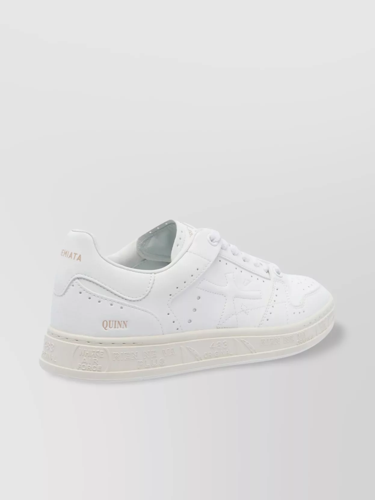 Premiata Round Toe Leather Sneakers With Perforated Upper
