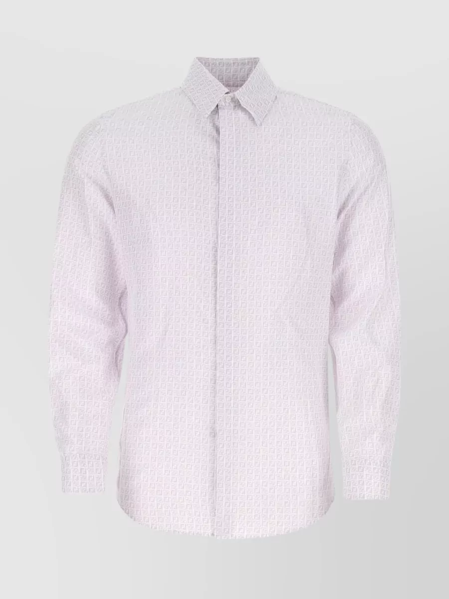 Shop Fendi Silk Shirt With Micro Ff Karligraphy Pattern In Pastel