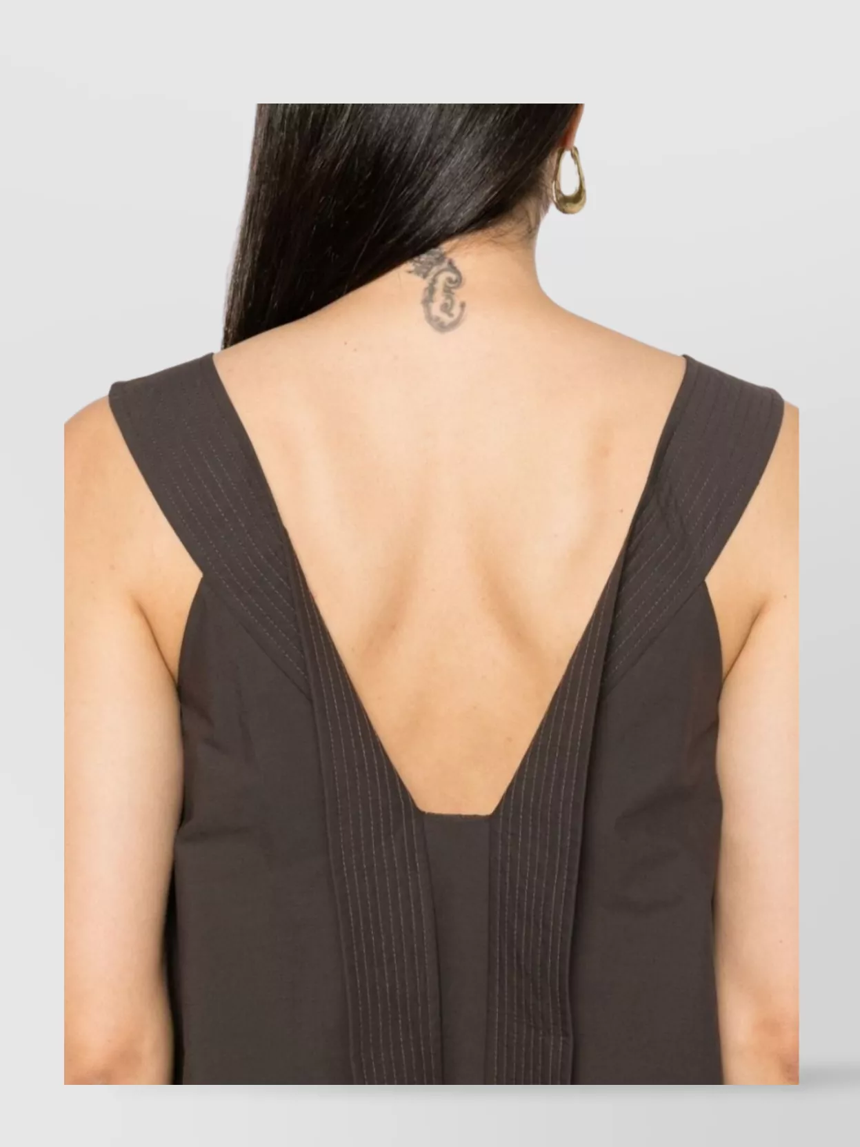 Parosh V-Neck Cotton Dress Rear Straps Detailing