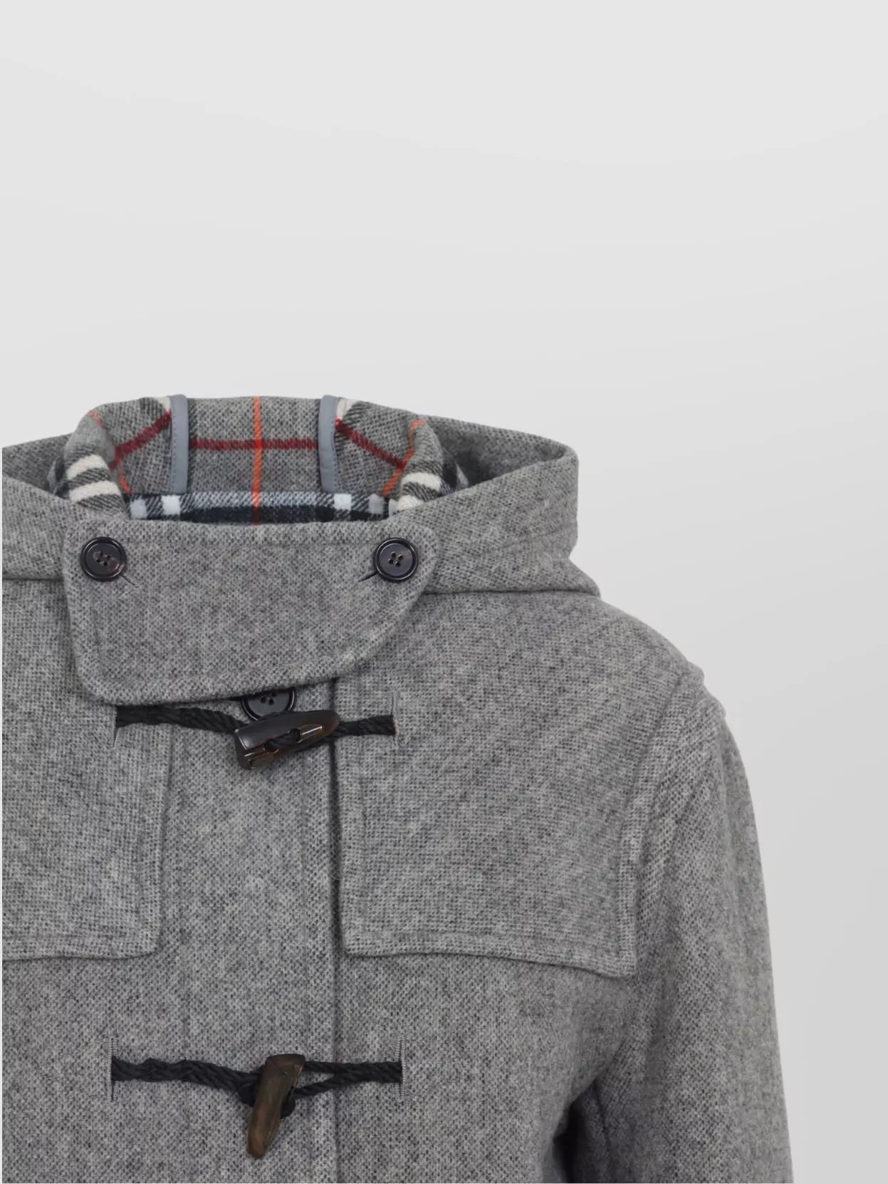 Burberry Long Hooded Coat Featuring Buttoned Cuffs