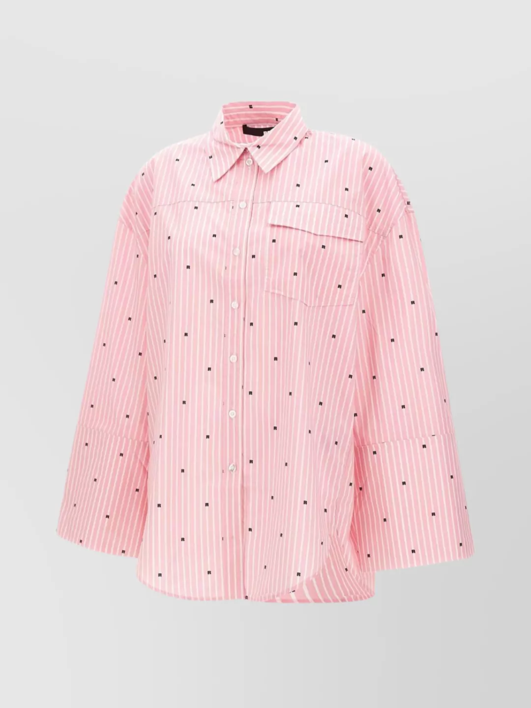 Rotate Birger Christensen Stripes Oversized Fit Cotton Shirt In Pink