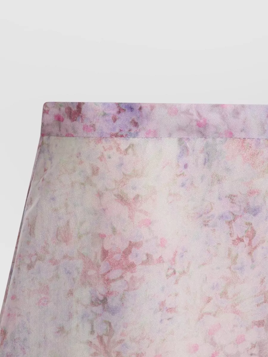 Alberta Ferretti High Waist Floral A Line Midi Skirt