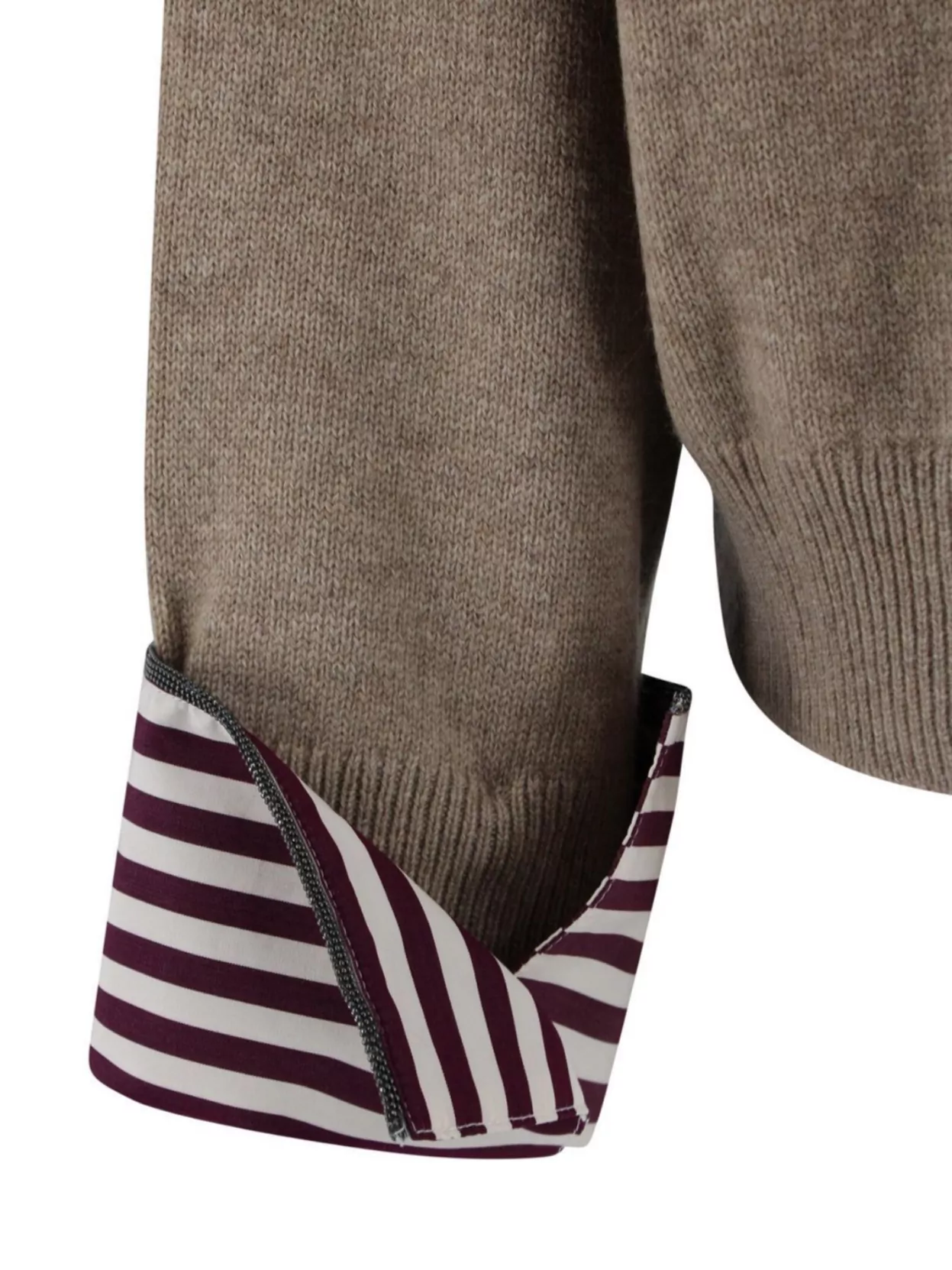 Brunello Cucinelli Cashmere Knit Jumper With Shirt Cuff Accents