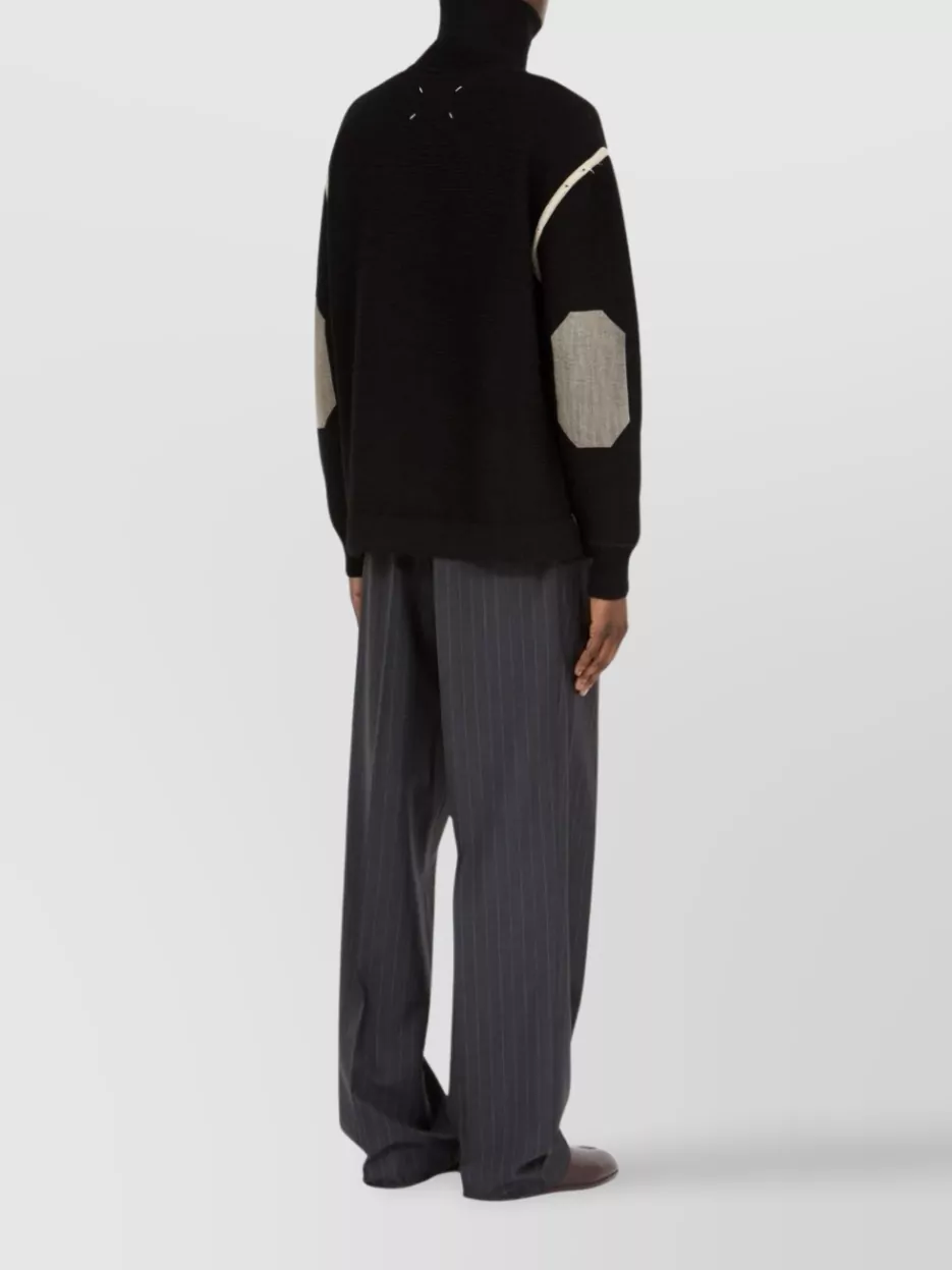 Maison Margiela High Neck Half Zip Knit Sweater