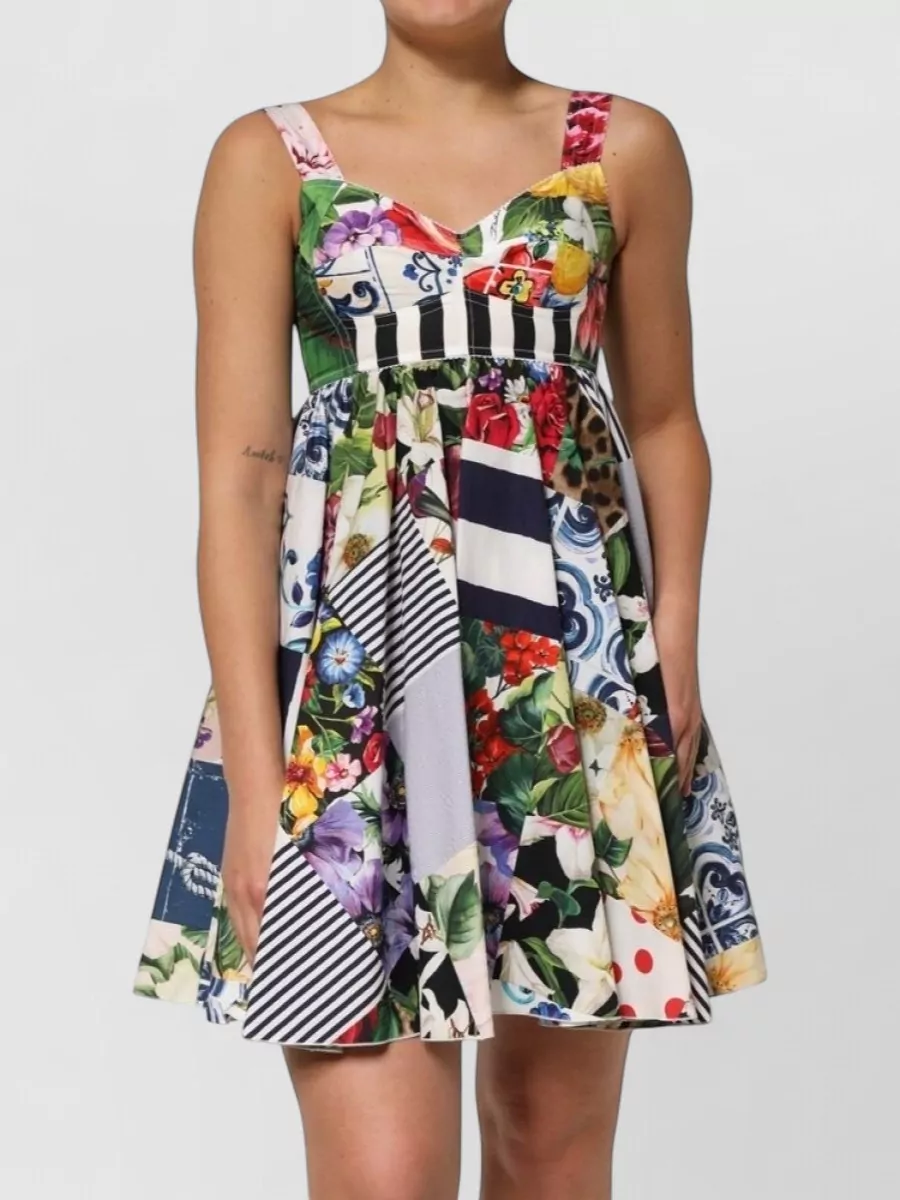 Dolce&Gabbana Cotton patchwork floral-print mini dress