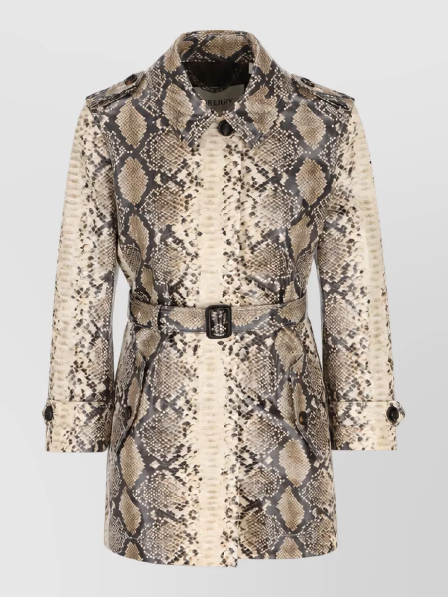 Burberry python print cotton belted coat