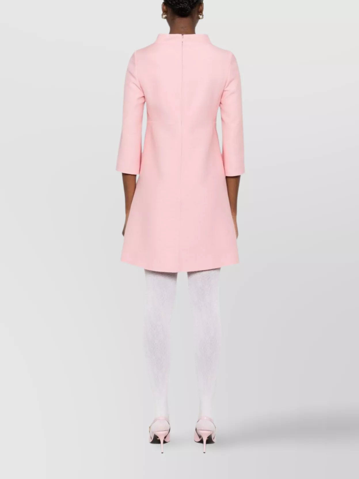 VALENTINO MINI DRESS WITH BUTTON DETAILING AND HIGH COLLAR