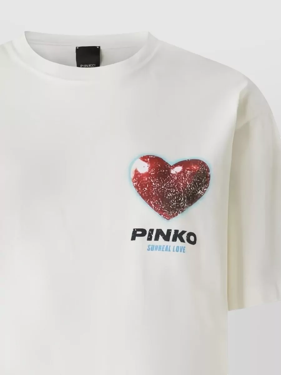 Pinko Cotton Rhinestone Logo Short-Sleeve T-Shirt